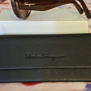 Salvatore Ferragamo Brown Translucent Sunglasses with Black Case